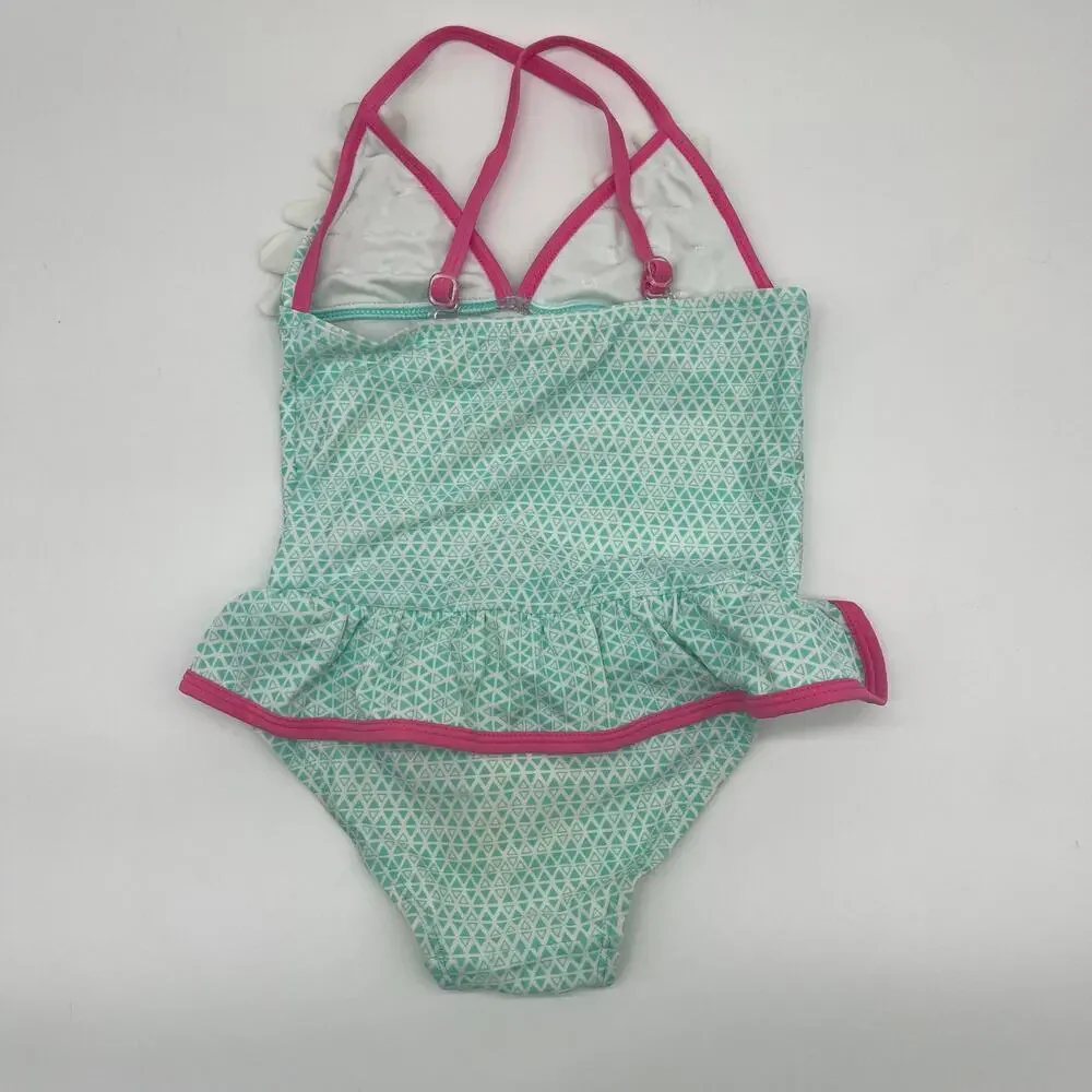 FLOATIMINI Girl's One Piece Swimsuit, Size 6, Floral Applique